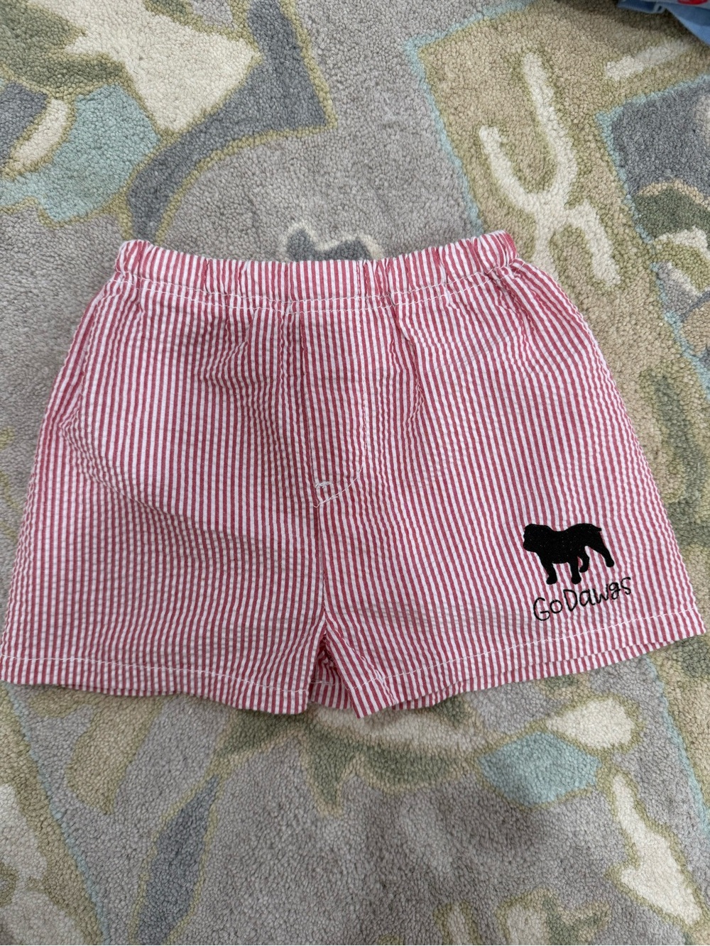 Georgia Dawgs Red & White Striped Seersucker Shorts